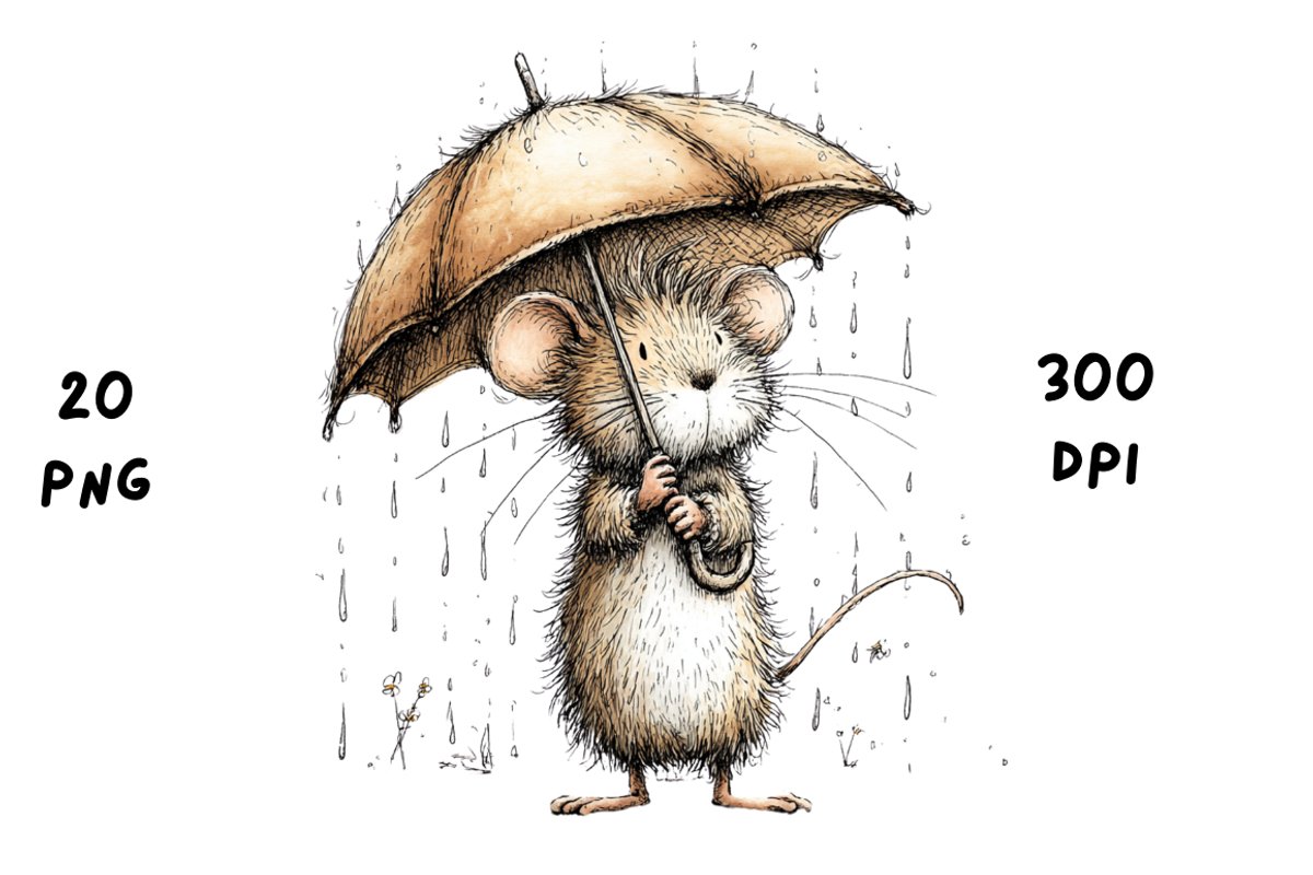 Whimsical Spring Rainy Mouse, an Animal Illustration by GiraffeCreative (Photo 17 of 20)