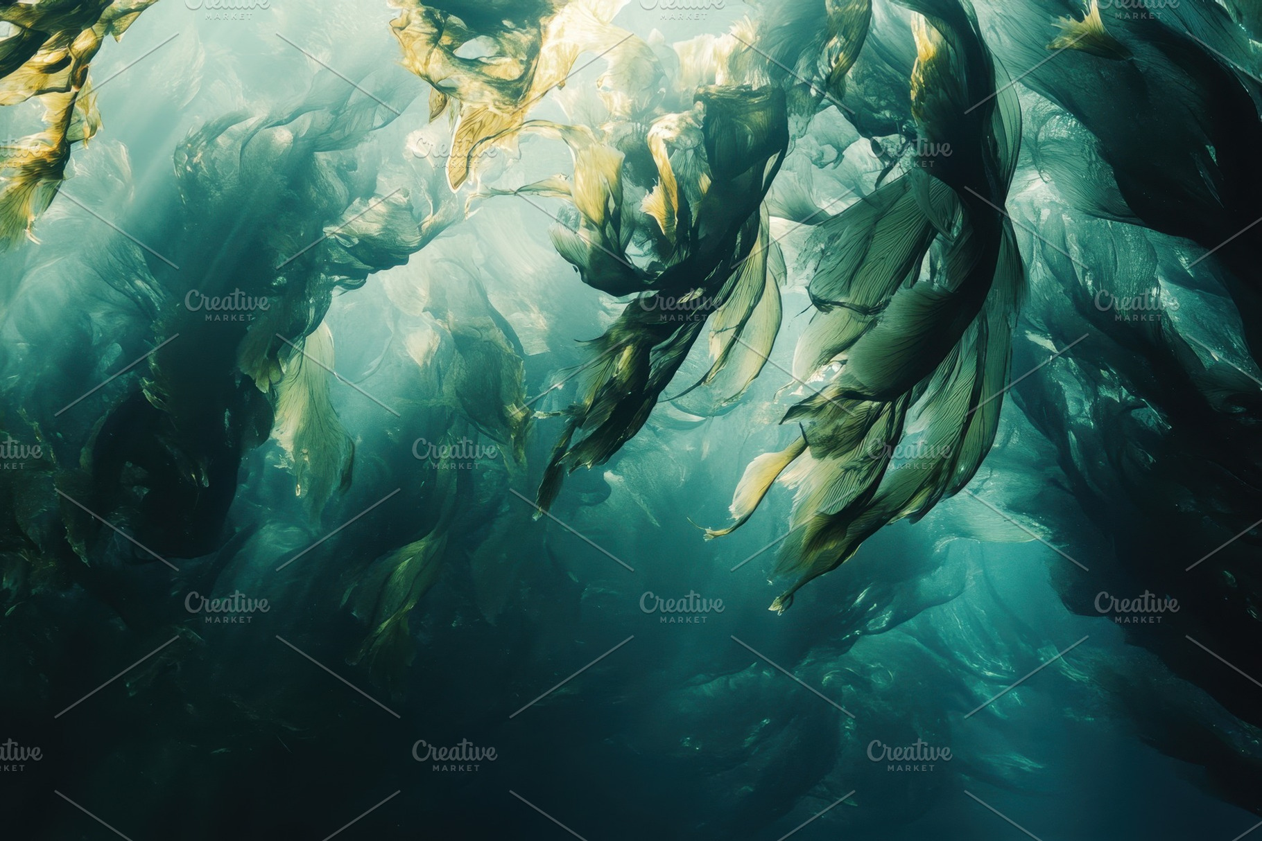 Exploring vibrant underwater kelp fo, a Photo by Iftikhar Alam