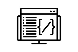 Coding script black icon, an Outline Icon by Creative priyanka