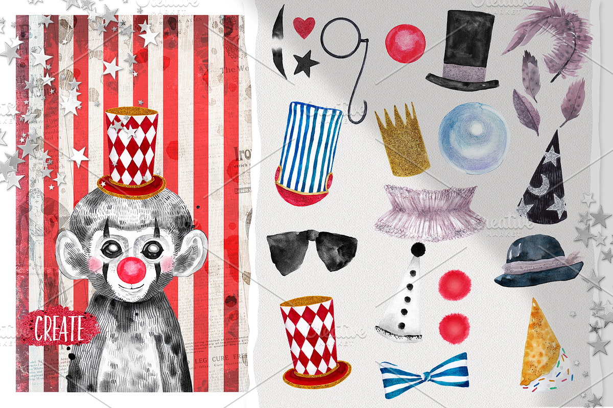 CIRCUS BABIES watercolor set, an Animal Illustration by Natali Smolova (Photo 5 of 8)