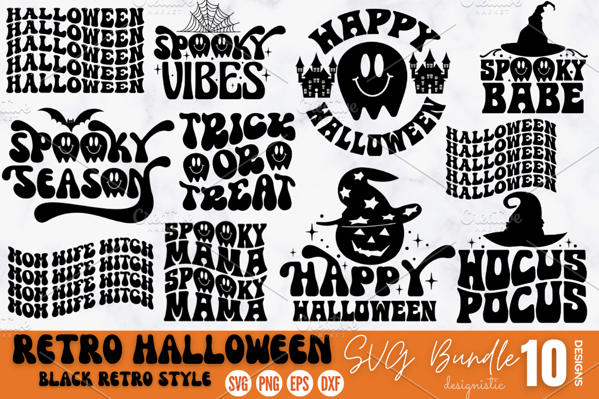 Mega Retro Halloween SVG Bundle, an Object Graphic by Design's Dark (Photo 8 of 9)