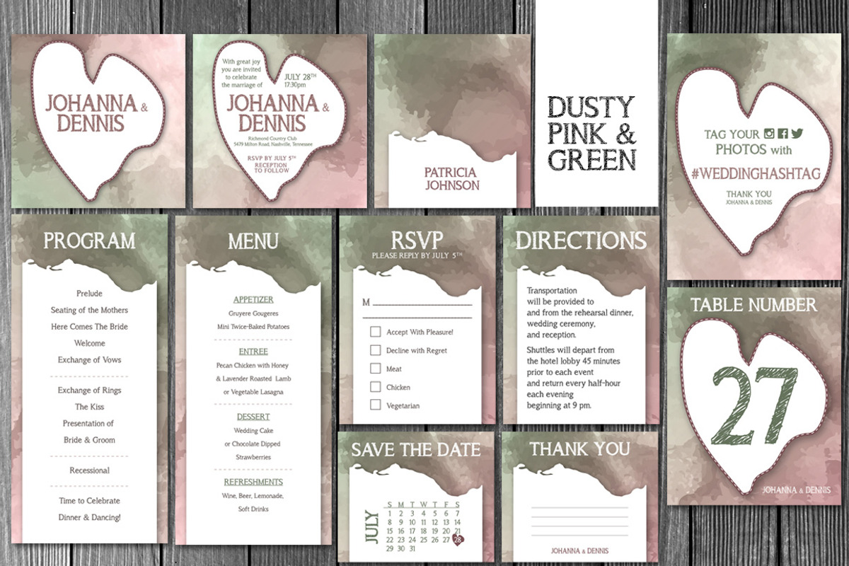 Wedding Watercolor Invitation 6 Var, an Invitation Template by Elegrad Design Agency (Photo 10 of 12)