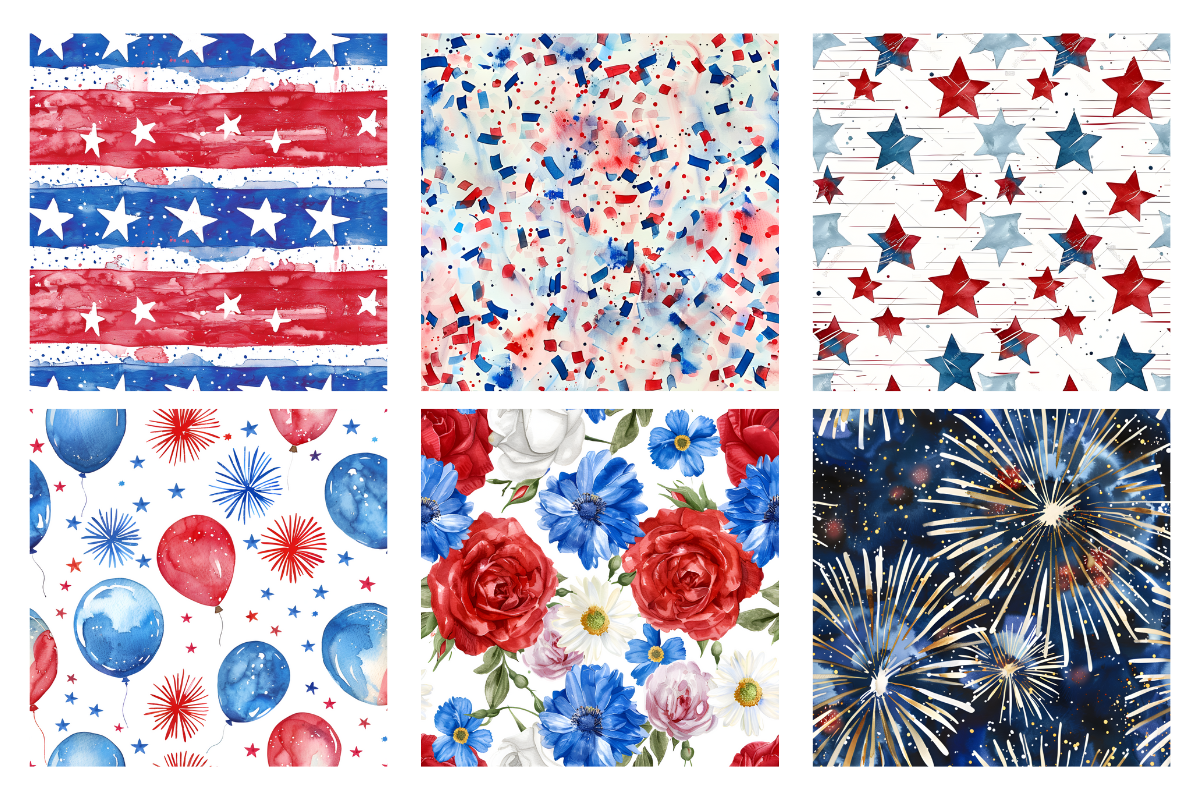 Watercolor Patriotic Day Pattern, a Pattern Graphic by Gloria Designed It (Photo 3 of 3)