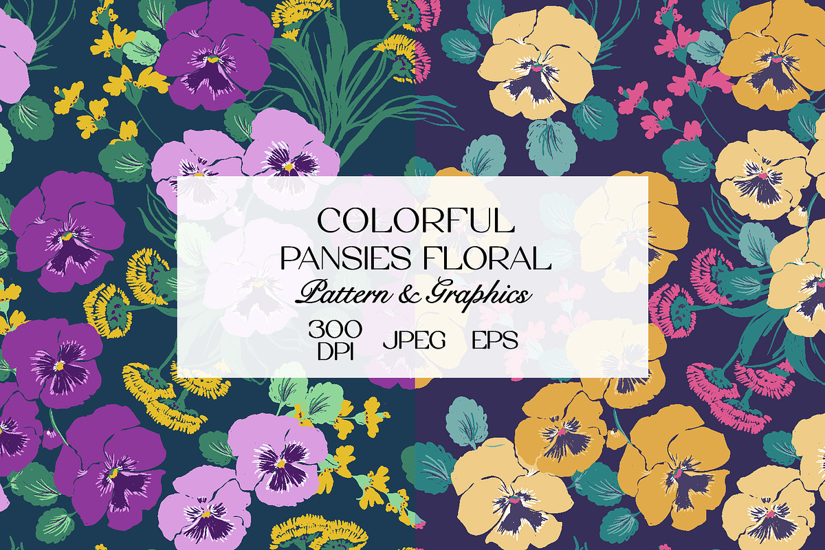 Colorful Pansies Floral Pattern, a Pattern Graphic by StudioGlouna (Photo 1 of 9)
