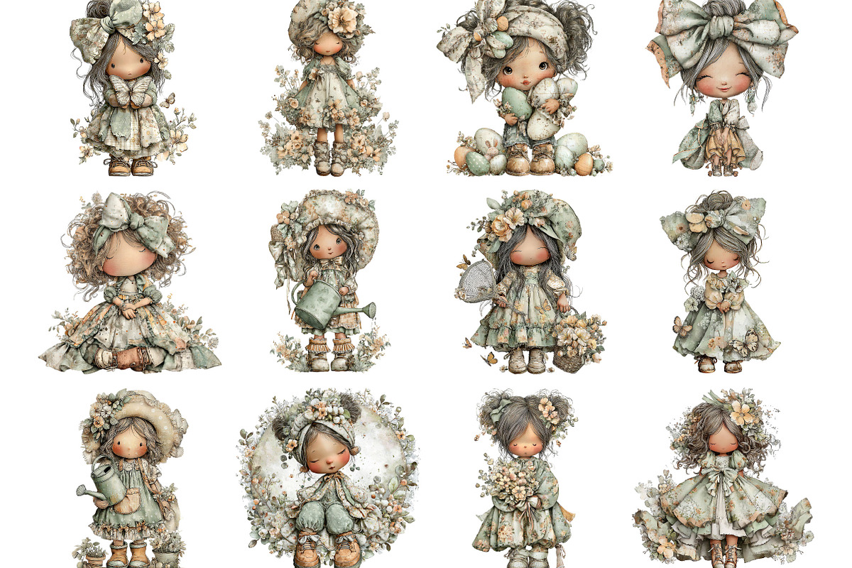 Whimsical Spring Girl Clipart, an Illustration by Designking (Photo 2 of 5)