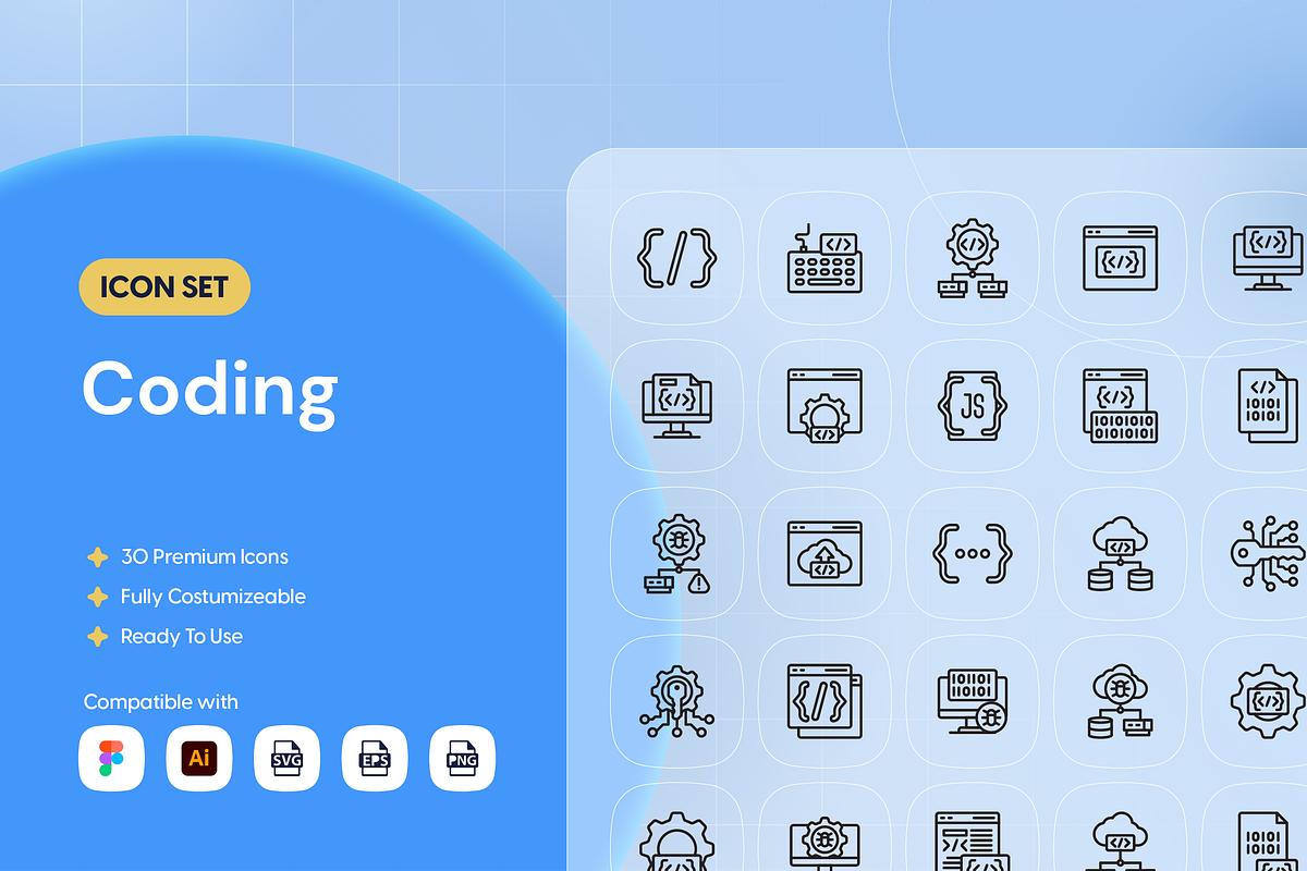 Coding Icon Set Collection, an Outline Icon by Nathaya Studio (Photo 1 of 2)