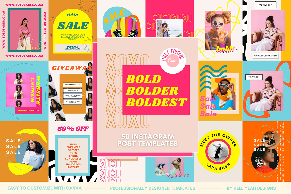 Bold Instagram Templates Canva, a Social Media Template by Hell Yeah ...
