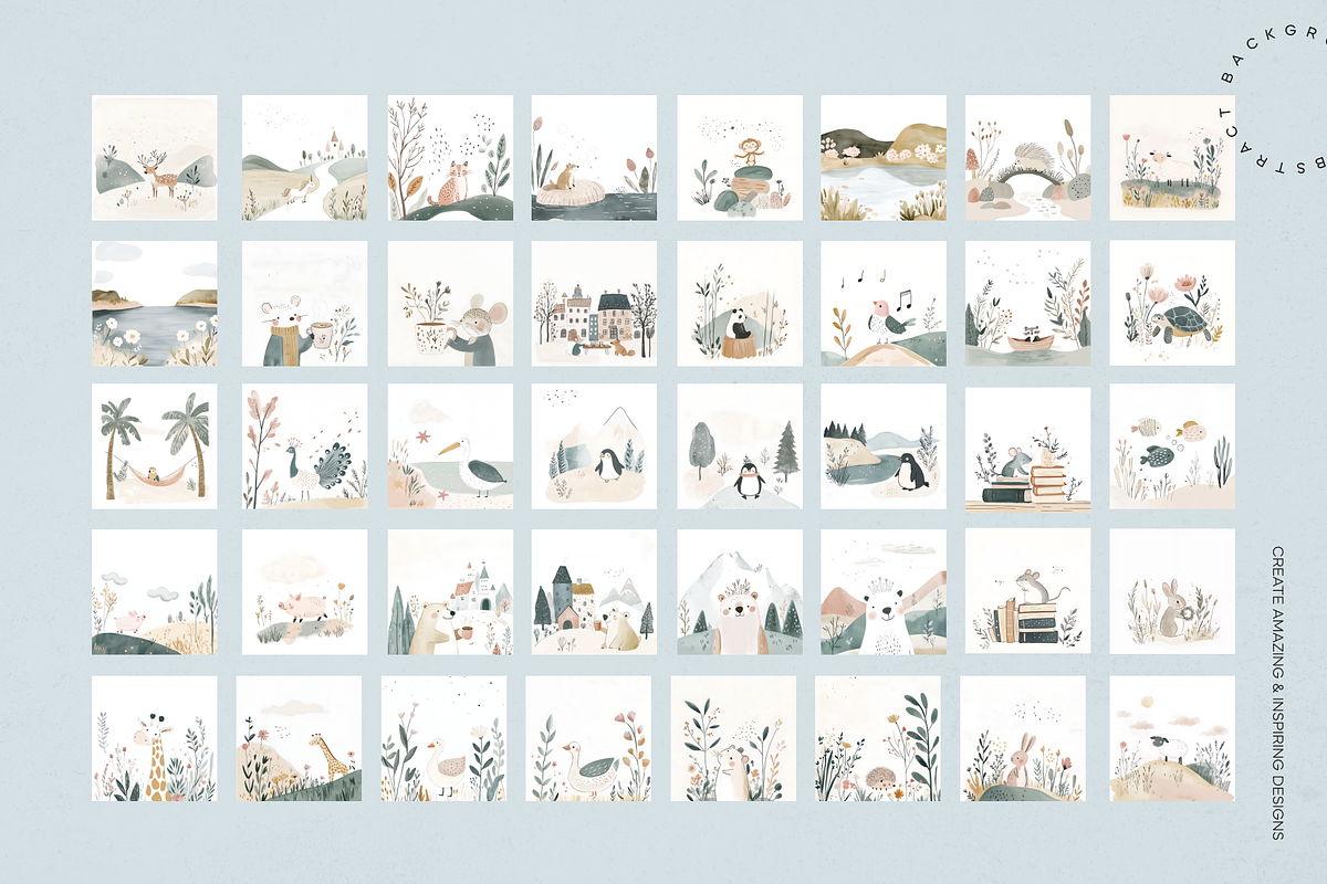 Watercolor Cute Animal Garden, an Animal Illustration by Lumeno (Photo 4 of 11)