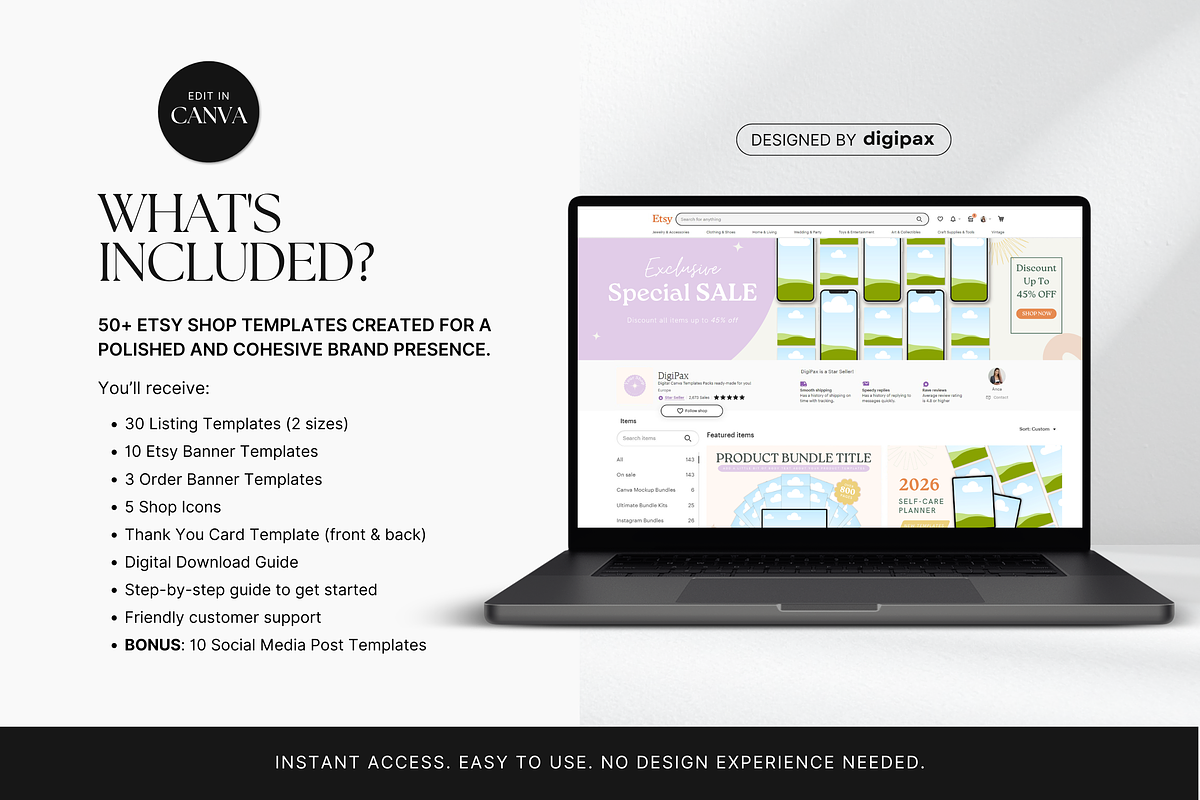 Etsy Shop Bundle Canva Templates, a Branding & Logo Template by DigiPax (Photo 2 of 11)