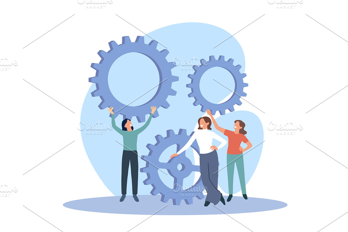 Mechanism of joint work. Cartoon, a Person Illustration by YummyBuum