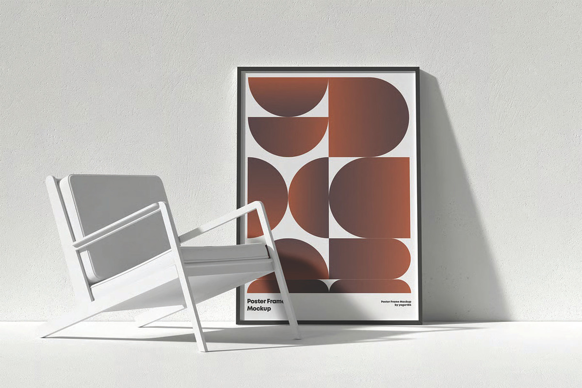 Minimalist Poster Wall Frame Mockup, a Packaging Mockup by DesignRushMarket (Photo 3 of 16)