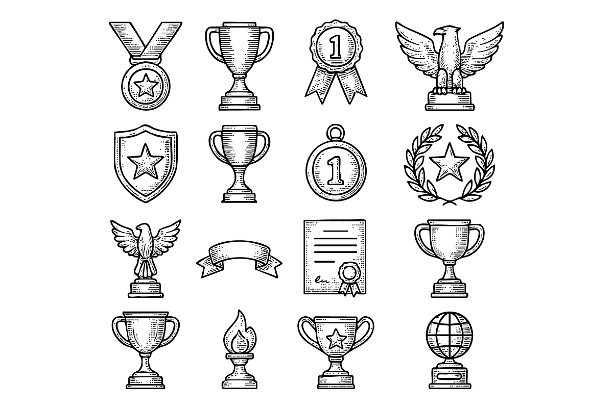 Trophy Award Icons, an Object Graphic by nikagraphic