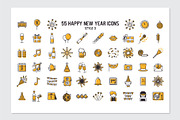 55 happy new year icons in 3 styles, an Outline Icon by LTNG STUDIO (Thumbnail 5 of 6)