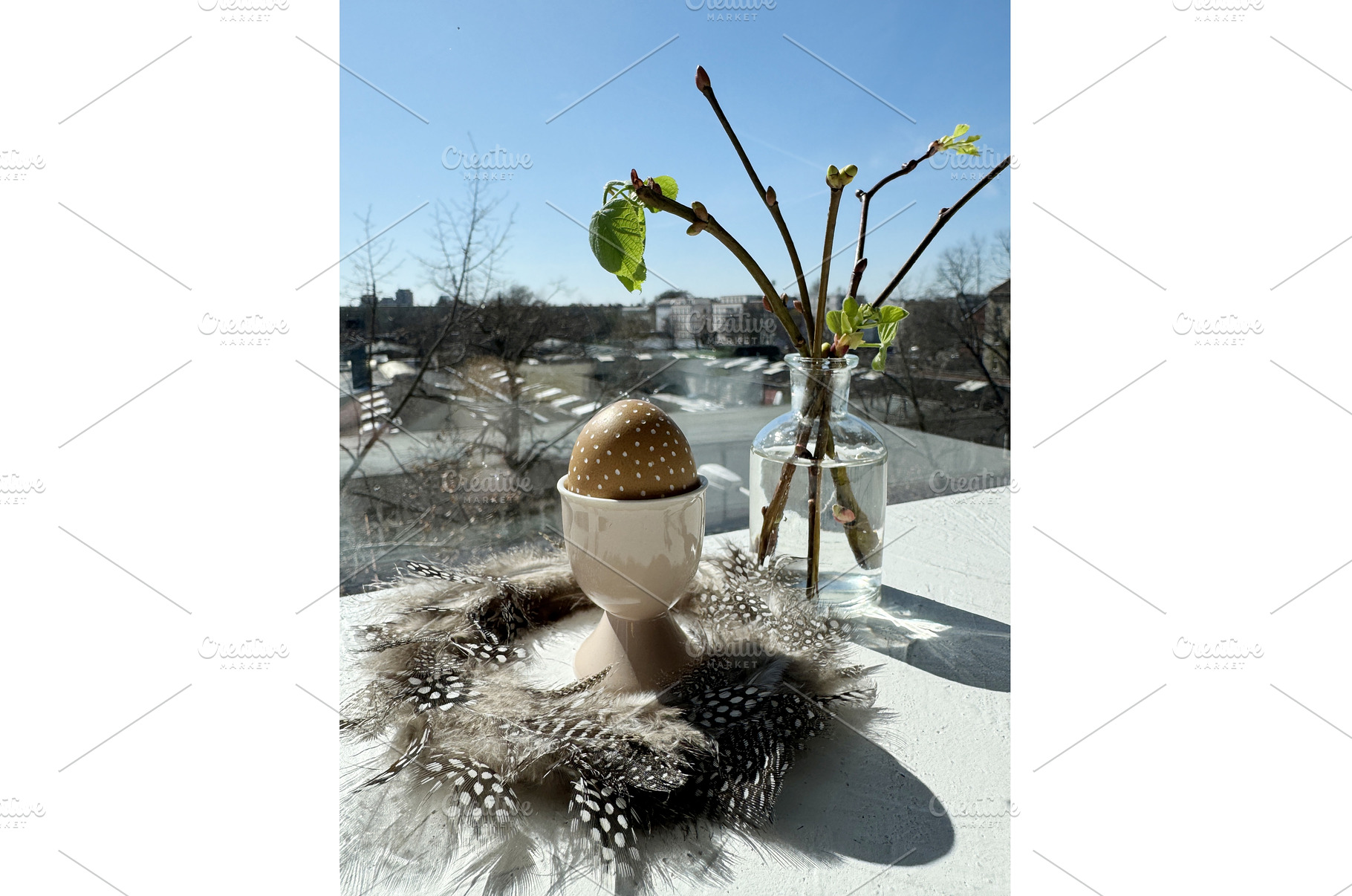Polka dot Easter egg in egg cup with, a Holiday Photo by tilialucida