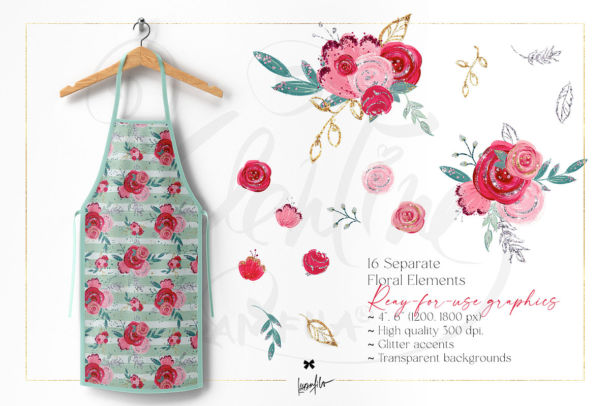 Valentine Clipart & Patterns Bundle, a Branding & Logo Template by KaramfilaS (Photo 3 of 18)
