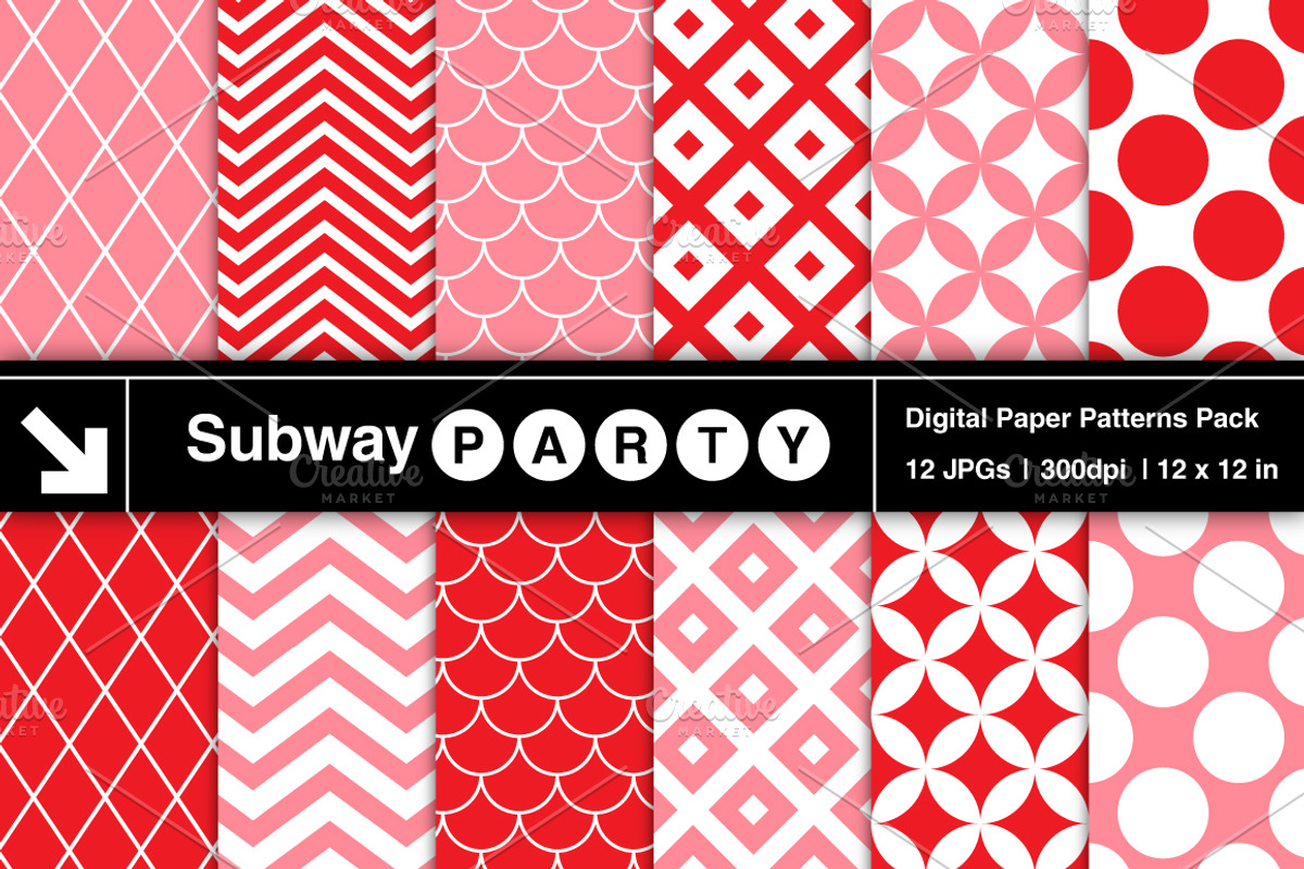 Pink & Red Retro Geometric Papers