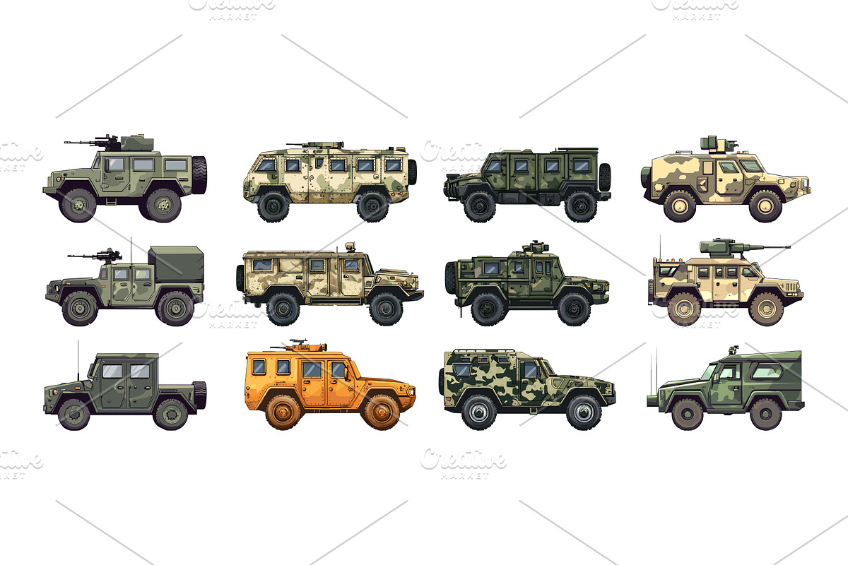 Armored military vehicles cartoon, a Transportation Illustration by Onyx