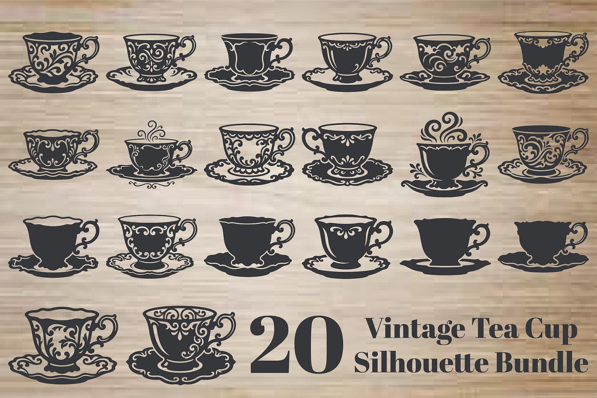 Vintage Tea Cup Silhouette Bundle, an Object Graphic by hafijul (Photo 4 of 4)