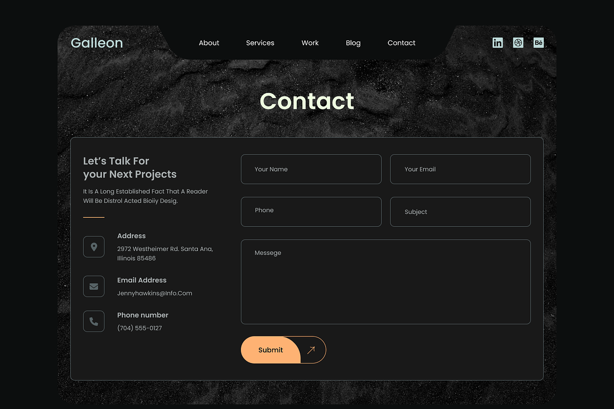 Galleon Personal Portfolio Template, an UI Kit Template by ReformedTech (Photo 2 of 9)