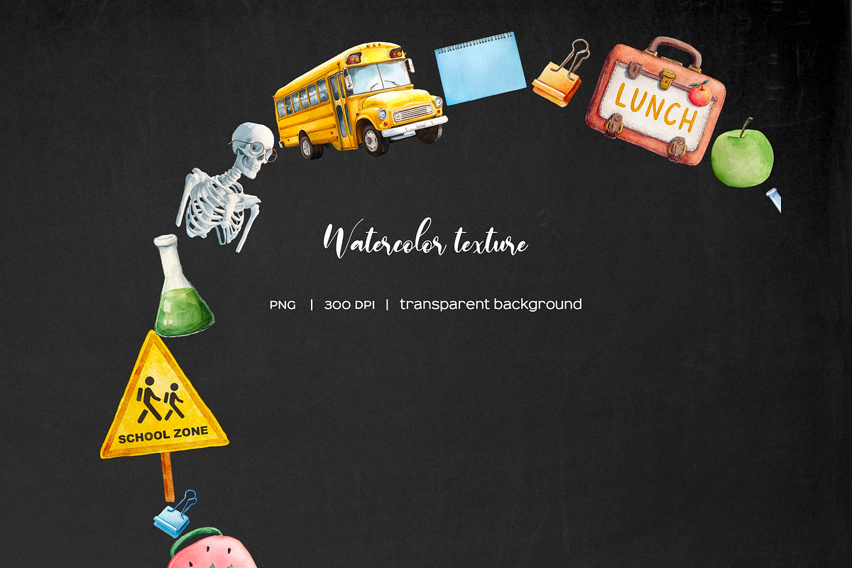 Watercolor Back to school frame 3PNG, an Education Illustration by Art and Funny (Photo 5 of 5)