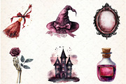 Watercolor Burgundy Halloween Clipar, an Illustration by Libby Wishes (Thumbnail 5 of 11)