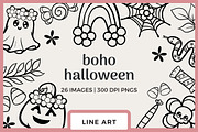 Boho Halloween Line Drawings, a Seasonal Illustration by TheClipAtelier (Thumbnail 1 of 3)