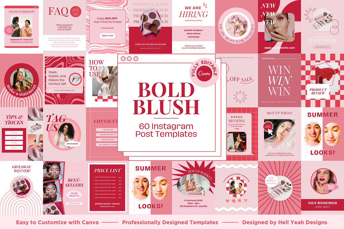 Bold Blush Instagram Post Templates, a Social Media Template by Hell Yeah Designs (Photo 1 of 9)