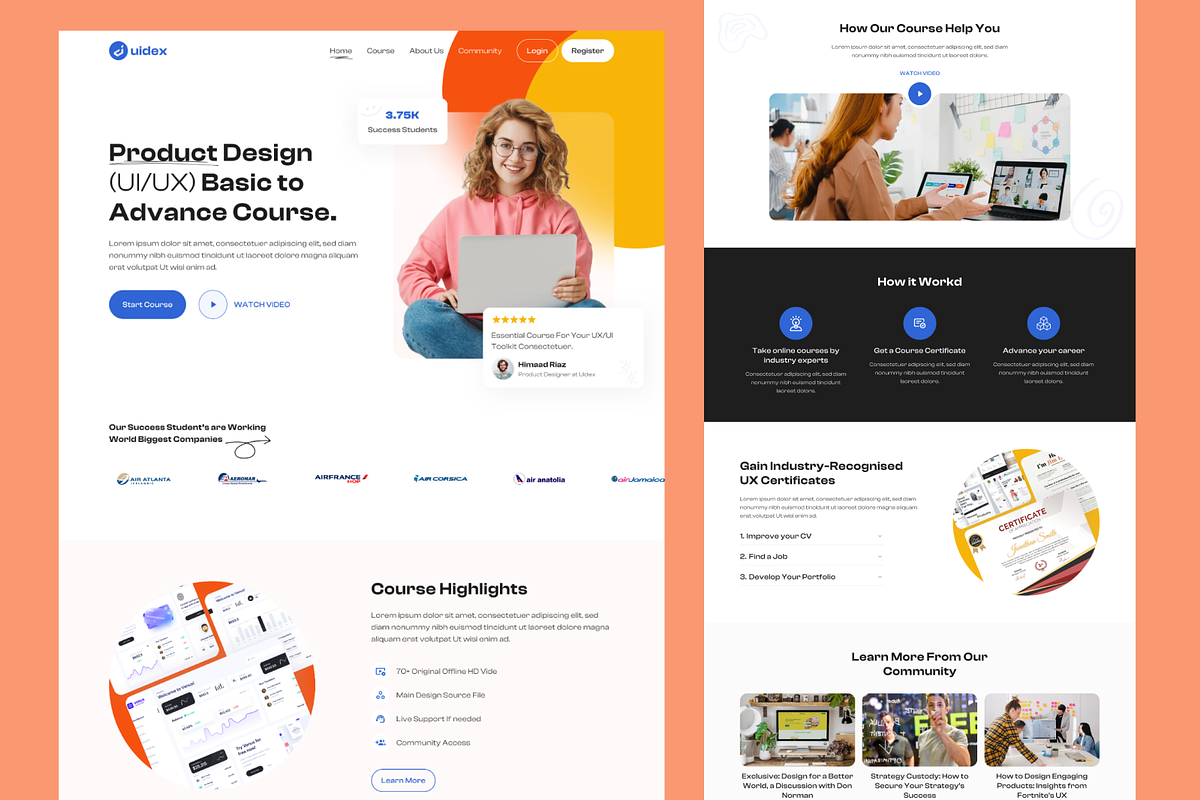 E-Learning Landing page Design, a Landing Page Template by UiDex (Photo 2 of 4)