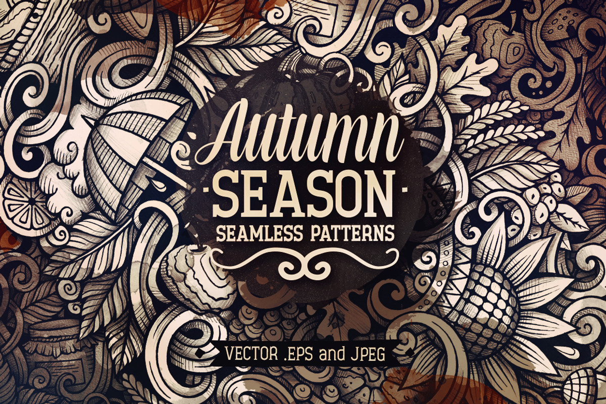 Autumn Graphics Doodles Patterns, a Decorative Illustration by BALABOLKA (Photo 1 of 6)