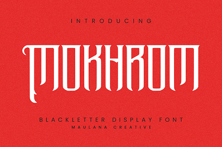Mokhrom Blackletter Horror Font, a Blackletter Font by Maulana Creative