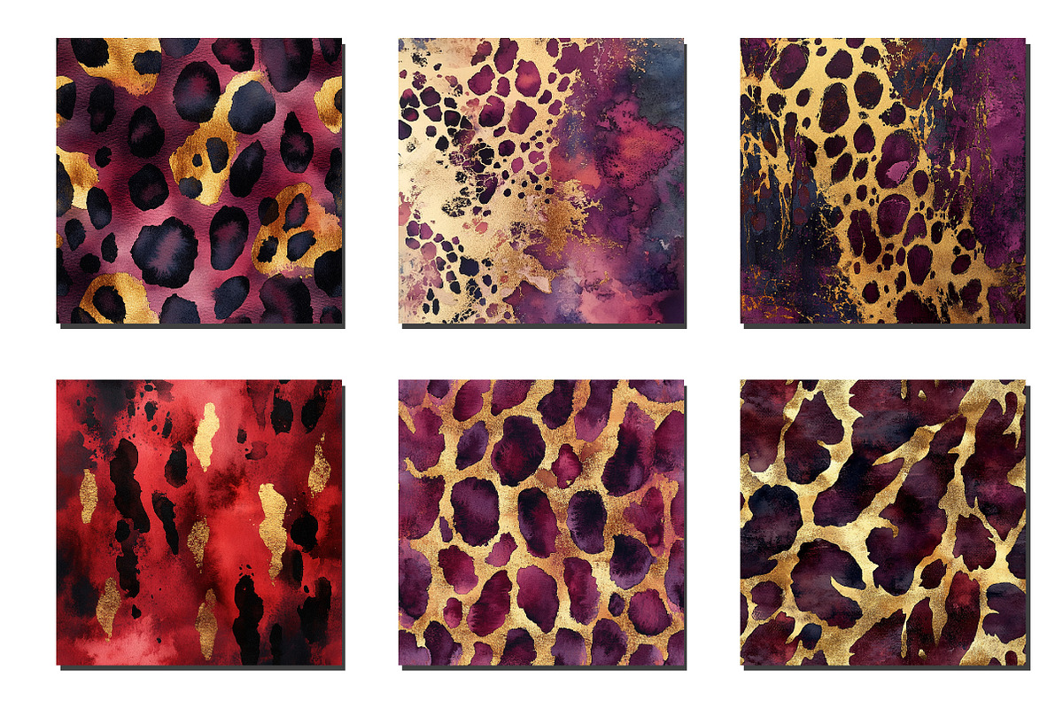 Burgundy and Gold Leopard Digital Pa, an Illustration by Designworld (Photo 5 of 5)