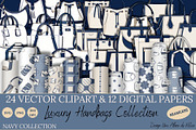 LUXURY HANDBAGS - 24 VECTOR CLIPART, an Object Illustration by Une Affaire de Filles (Thumbnail 1 of 7)