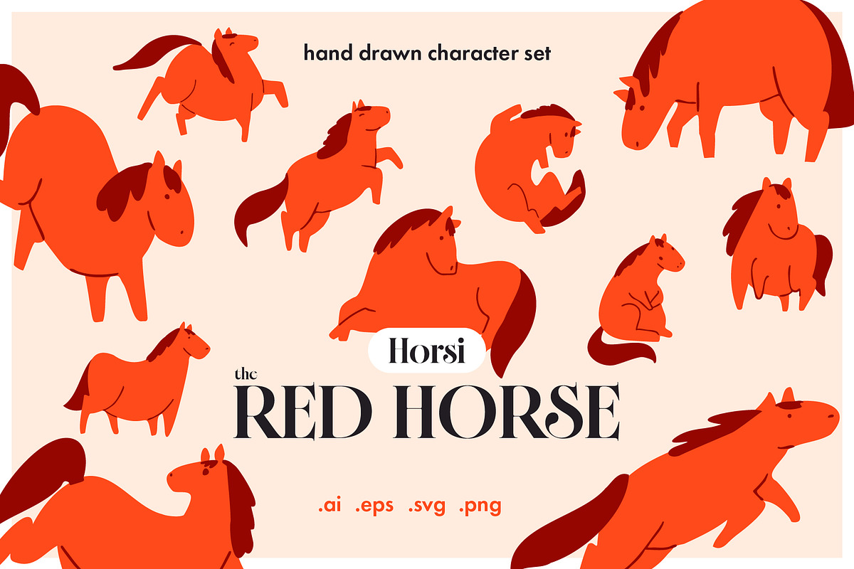 Hand Drawn Vector Horse Set, an Animal Illustration by Pásha (Photo 1 of 5)