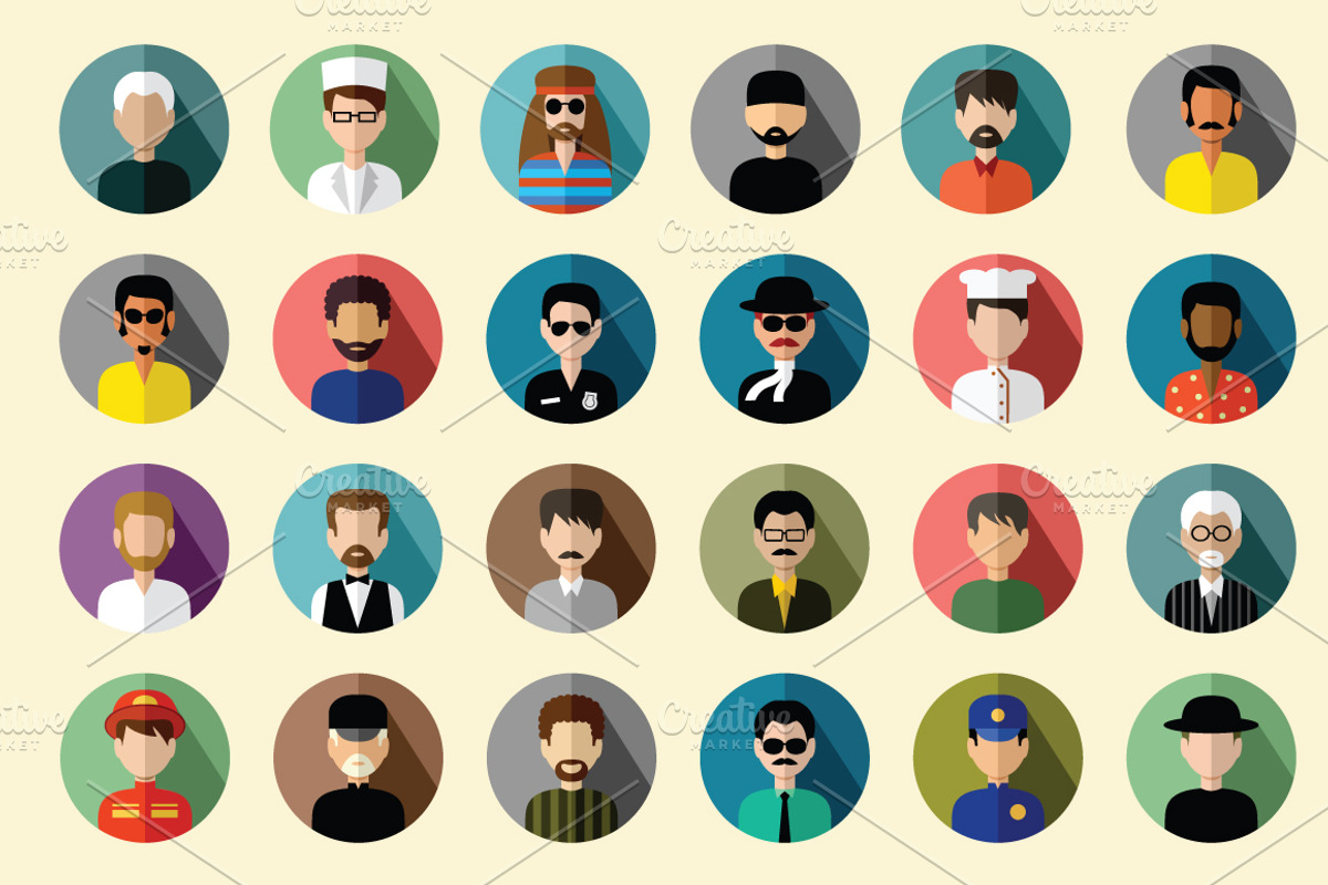 108 flat round avatar icons, an Icon by Gurza SHOP (Photo 2 of 5)