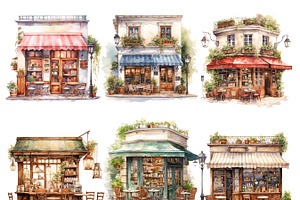 Watercolor Cozy Cafe Clip Art