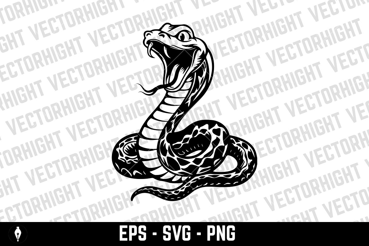 Illustration of snake in monochrome, an Animal Illustration by Vectorhight