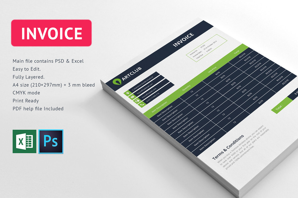 Invoice template, a Stationery Template by Graphicalark (Photo 1 of 3)