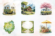 Olive Spring Travel Watercolor PNG, an Illustration by RobertsArt (Thumbnail 8 of 8)
