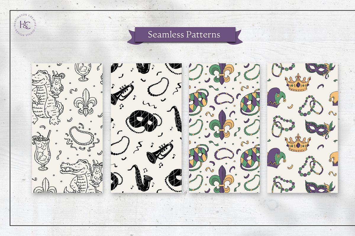 Hand Drawn Mardi Gras Images, a Seasonal Illustration by H&C Drawings & Designs (Photo 11 of 15)