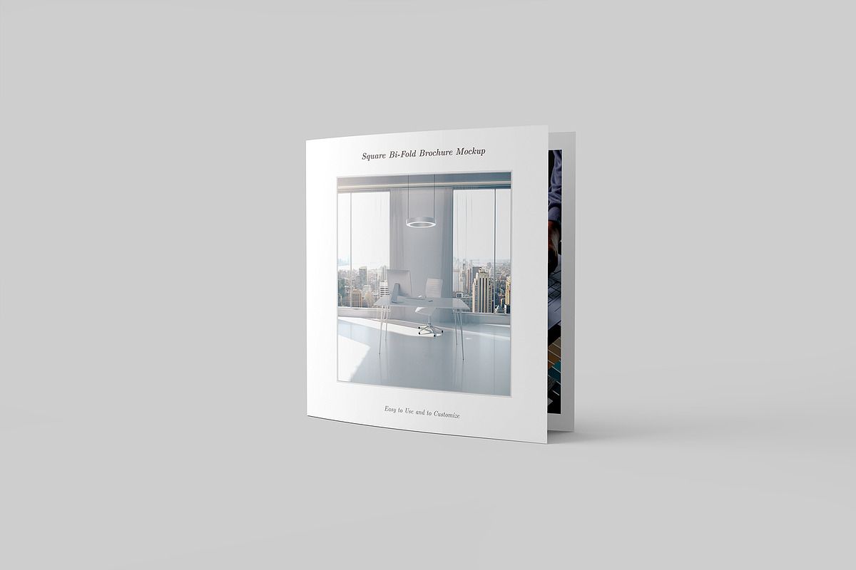 Square Bi-Fold Brochure Mockup, an Advertising Mockup by Illusiongraphic (Photo 4 of 22)