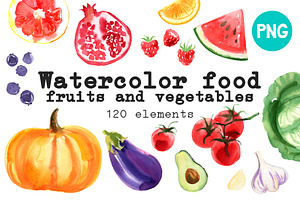 Watercolor food. Fruits & Vegetables