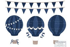 Navy & Hot Pink Hot Air Balloons