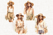 Watercolor Boho Girl Clipart, a Person Illustration by Mash Mash Stickers (Thumbnail 6 of 9)