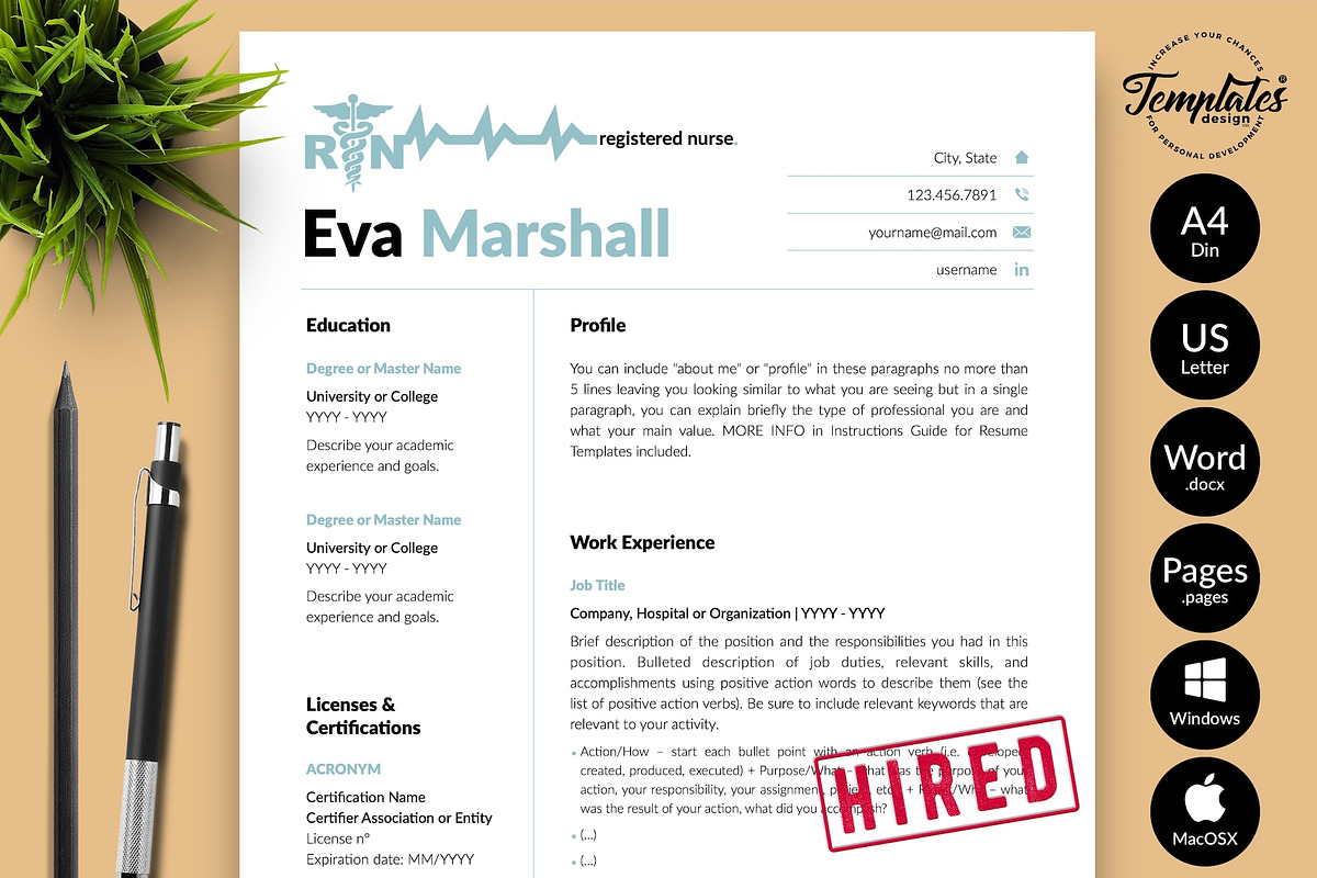 Nurse CV Design / Resume - Eva, a Resume Template by Templates Design Co. (Photo 1 of 17)