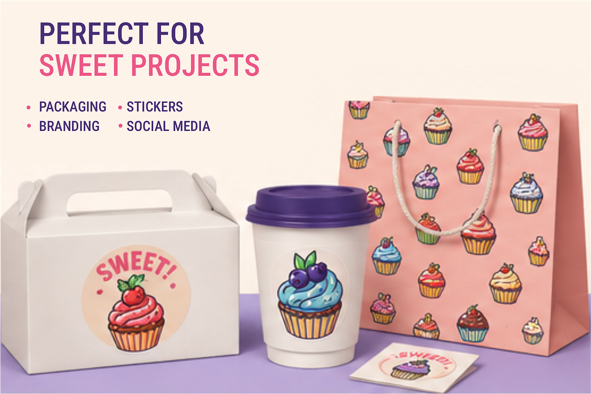 Cupcake Doodles & Dessert Clipart, a Food Illustration by Oktyabr (Photo 4 of 5)