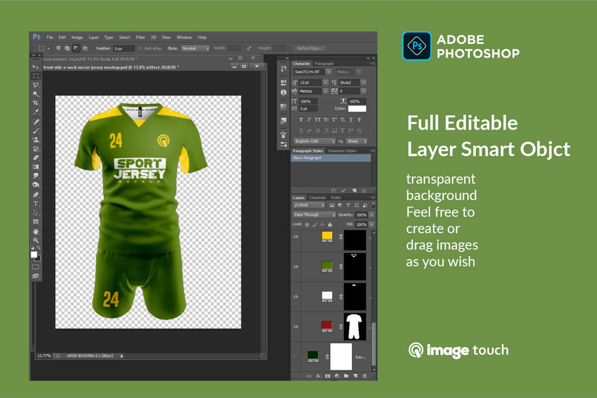 Football Kit T-Shirt Mockup, a Shirt Mockup by image touch (Photo 4 of 5)