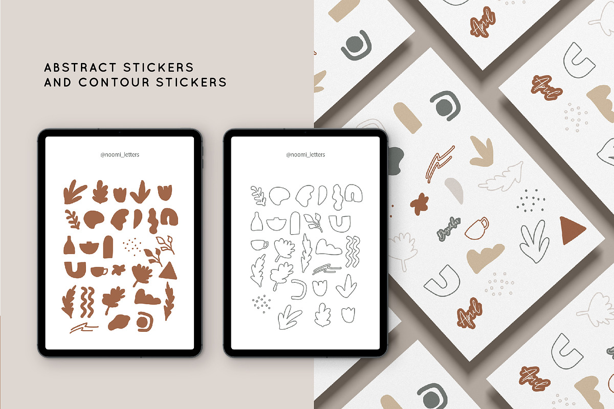Digital abstract stickers GoodNotes