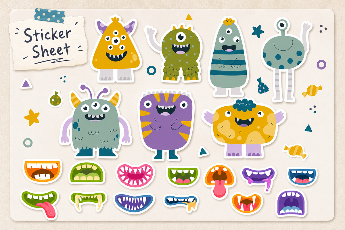 Cute Doodle Monsters, a Seasonal Illustration by Anna Studio (Photo 6 of 11)