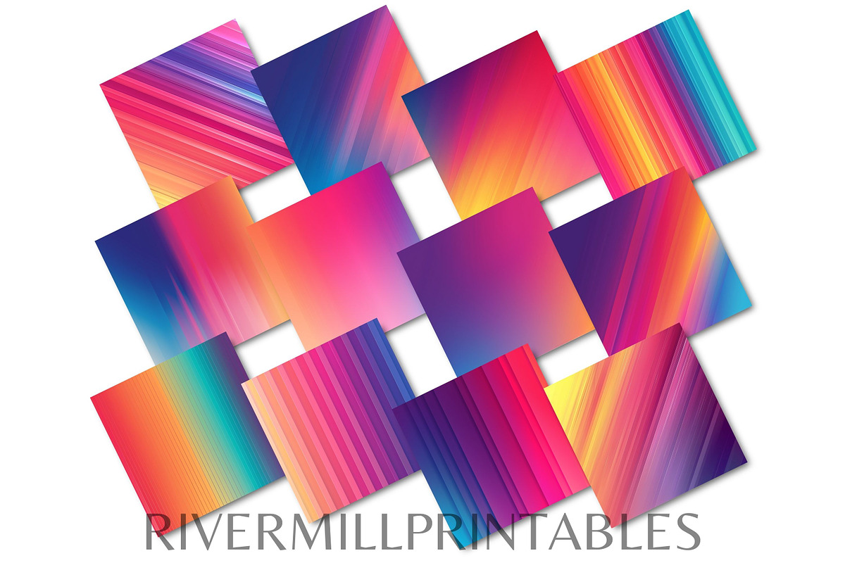 Colorful Gradient Digital Papers, a Decorative Illustration by Rivermill Printables (Photo 2 of 2)