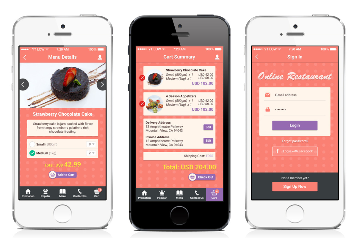Restaurant Mobile App Mock Up (PSD), an App Template by YT Design (Photo 2 of 2)